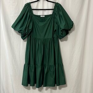 Chic Soul Green Ruffled Puff Sleeve Mini Dress